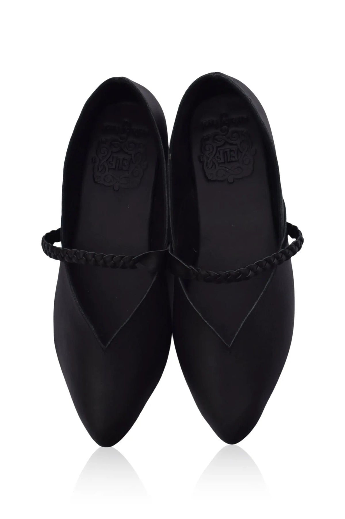 New Love Braided Pointed Toe Leather Flats by ELF