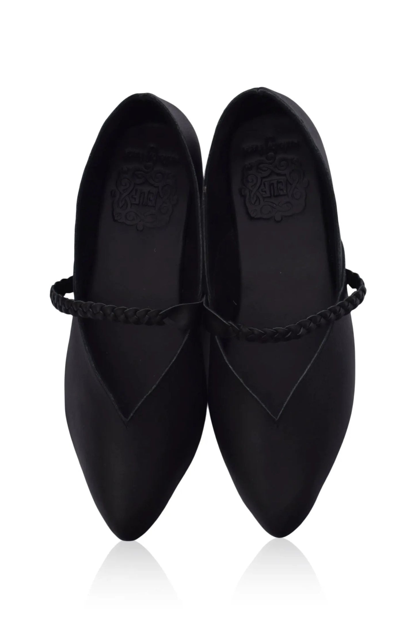 New Love Braided Pointed Toe Leather Flats by ELF