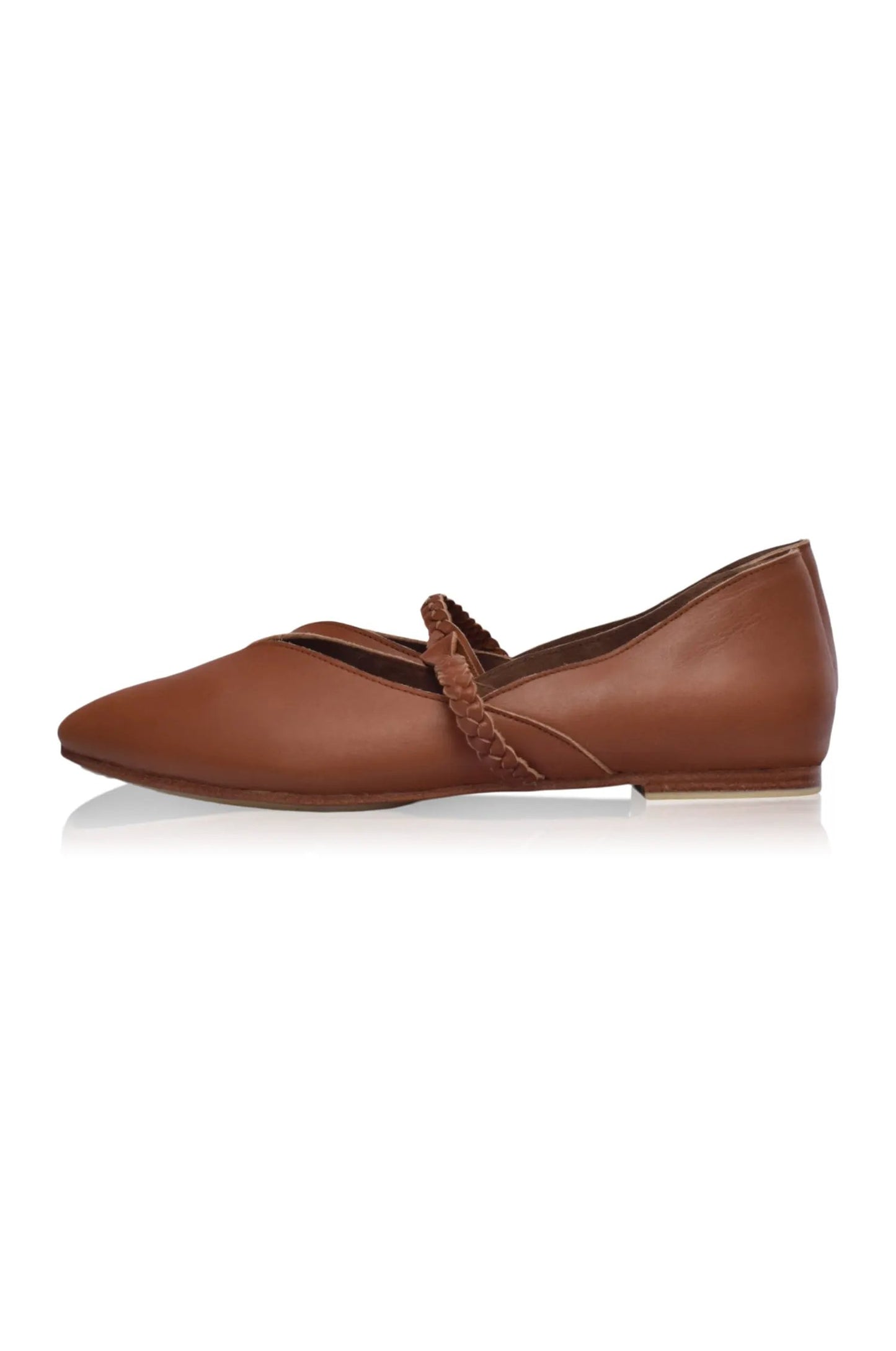 New Love Braided Pointed Toe Leather Flats by ELF