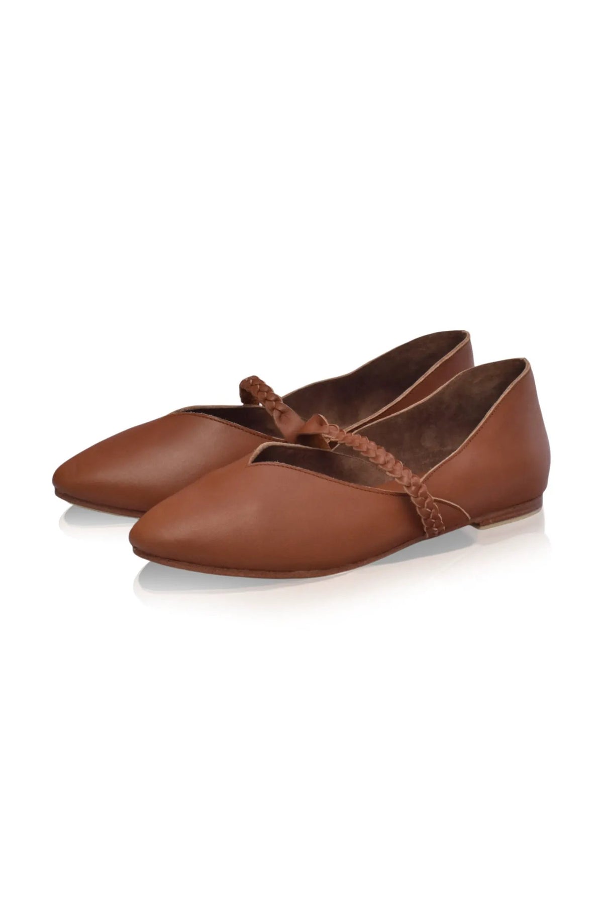 New Love Braided Pointed Toe Leather Flats by ELF