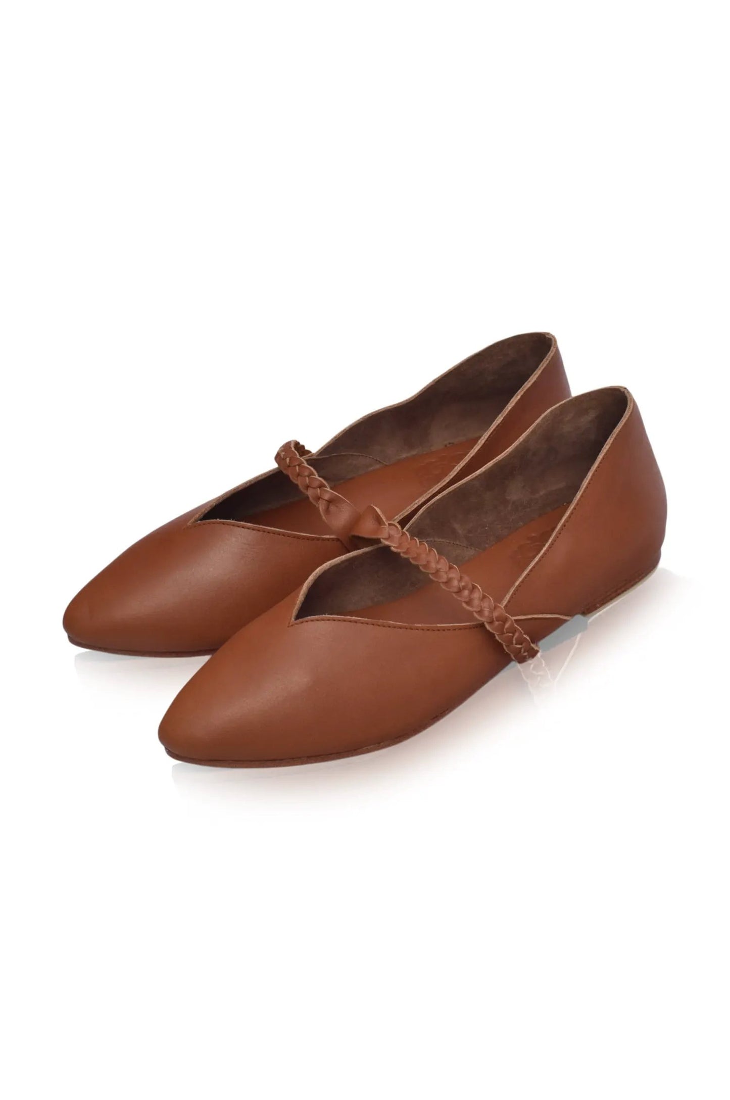 New Love Braided Pointed Toe Leather Flats by ELF