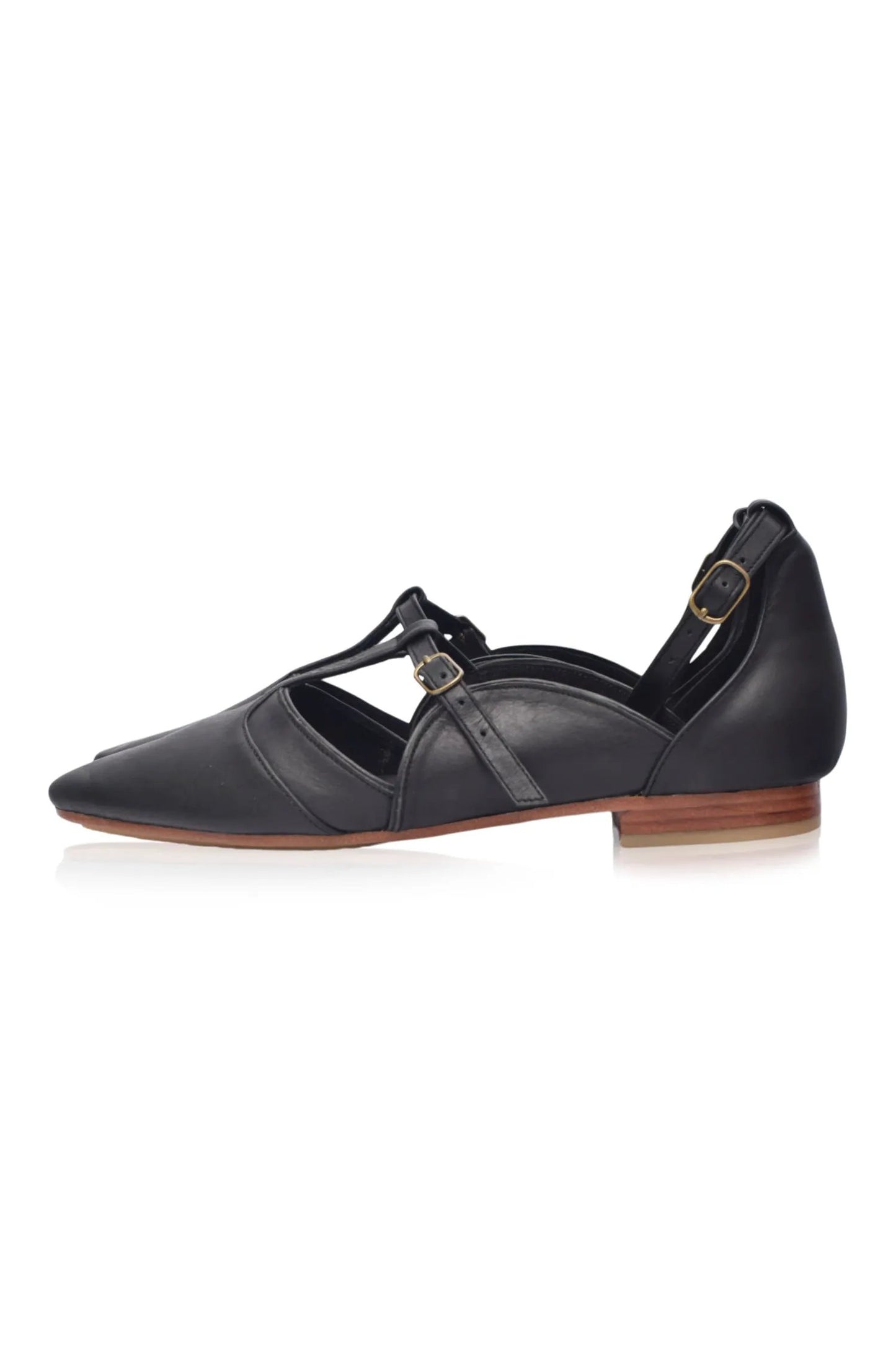 On The Go Pointed Toe T-Strap Flats by ELF
