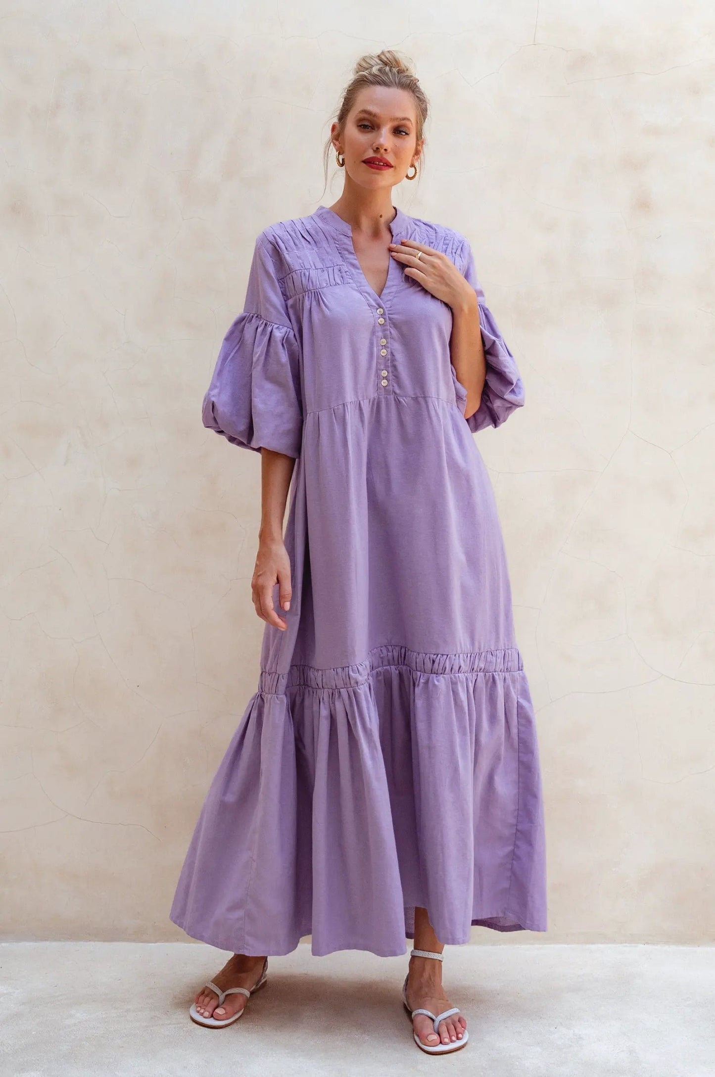 Oleana Puff Sleeve Maxi Dress by ELF