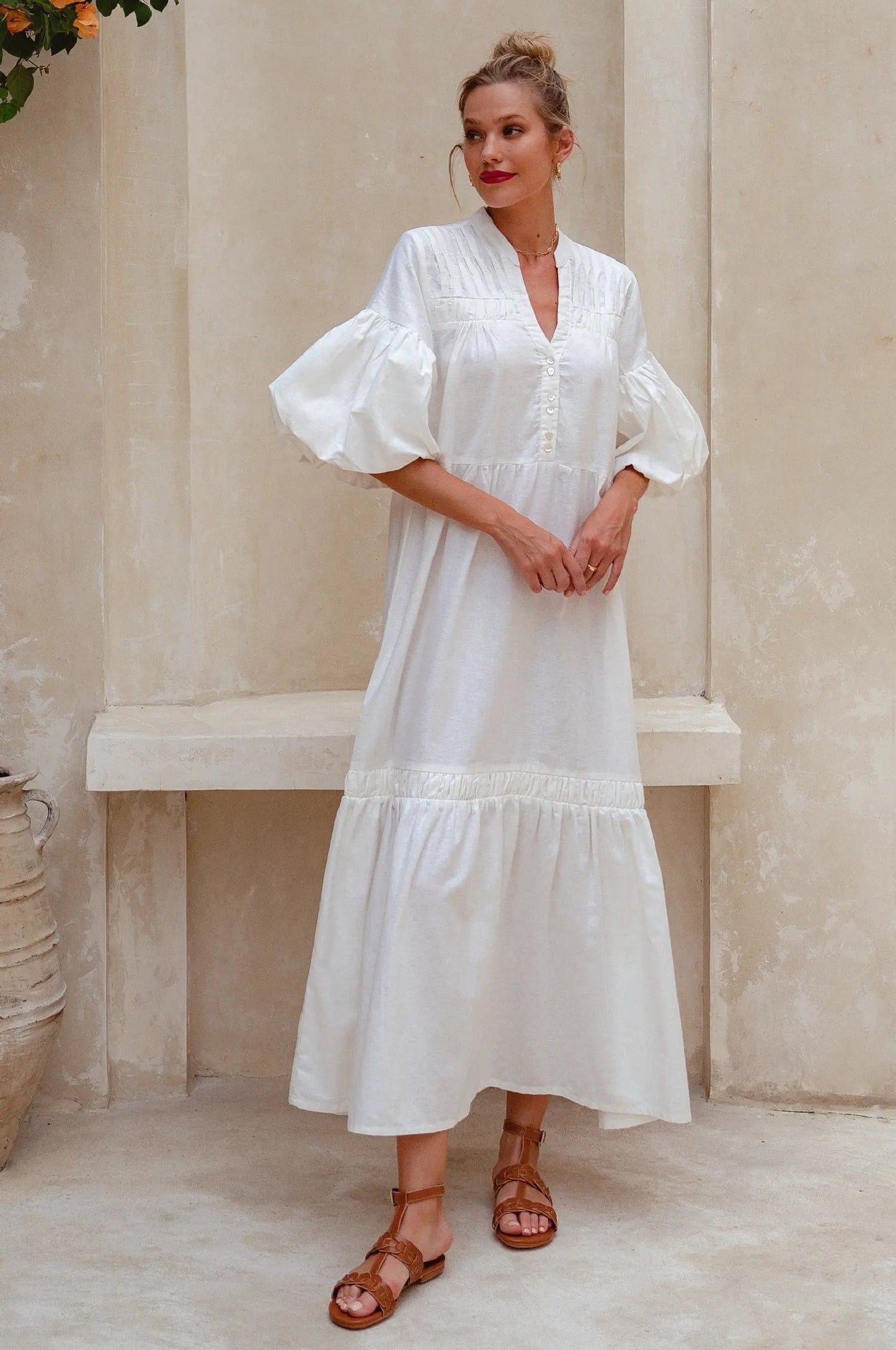 Oleana Puff Sleeve Maxi Dress by ELF