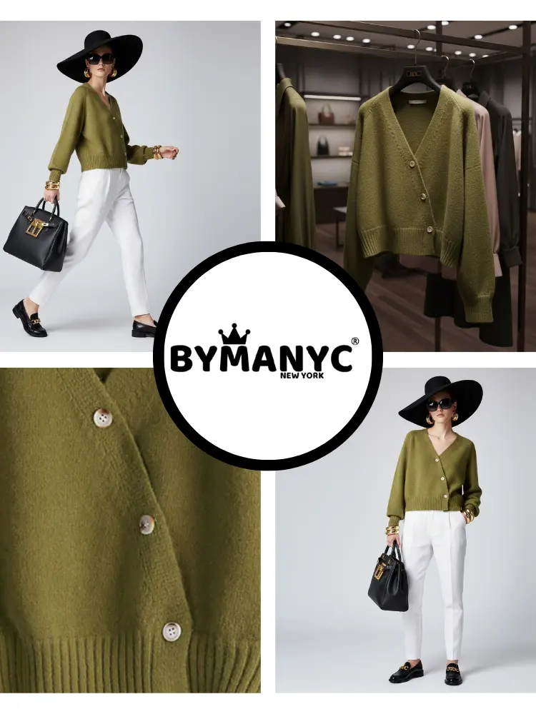 Olive Cropped Knit Cardigan LUDLOW: New Colección COUTURE in NOLITA - BYMANYC ® New York by BYMANYC ® New York
