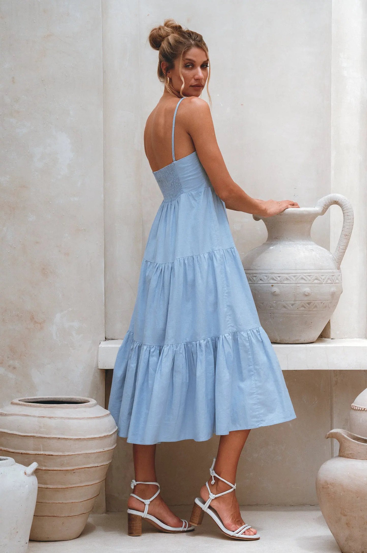 Ophelia Block Heel Wrap Sandals by ELF