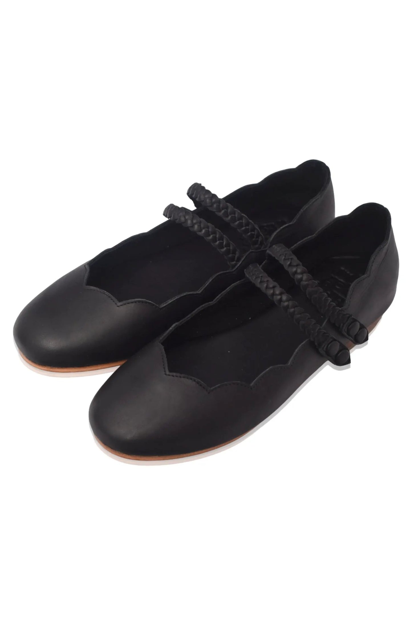 Prima Scalloped Leather Ballet Flats by ELF