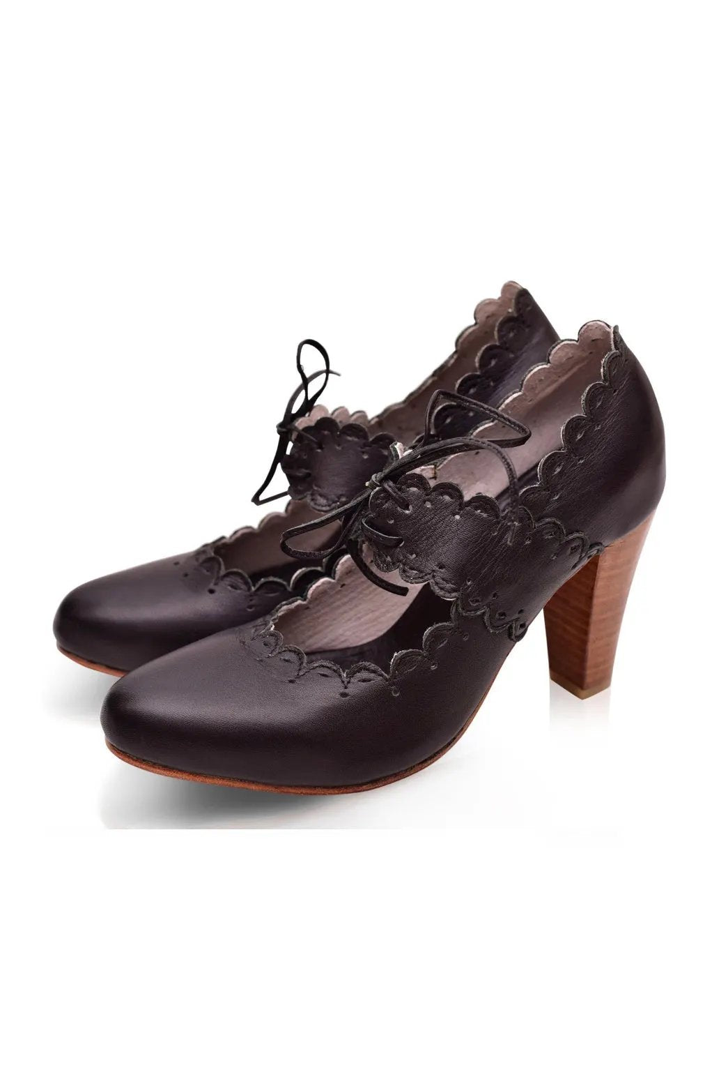 Paradise Bird Scalloped Leather Heels by ELF