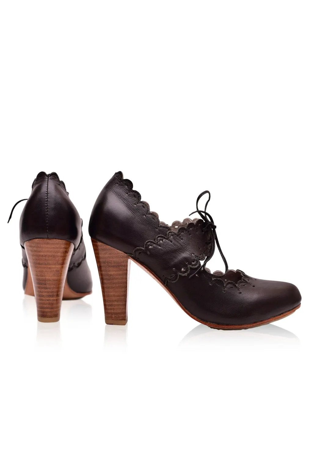 Paradise Bird Scalloped Leather Heels by ELF
