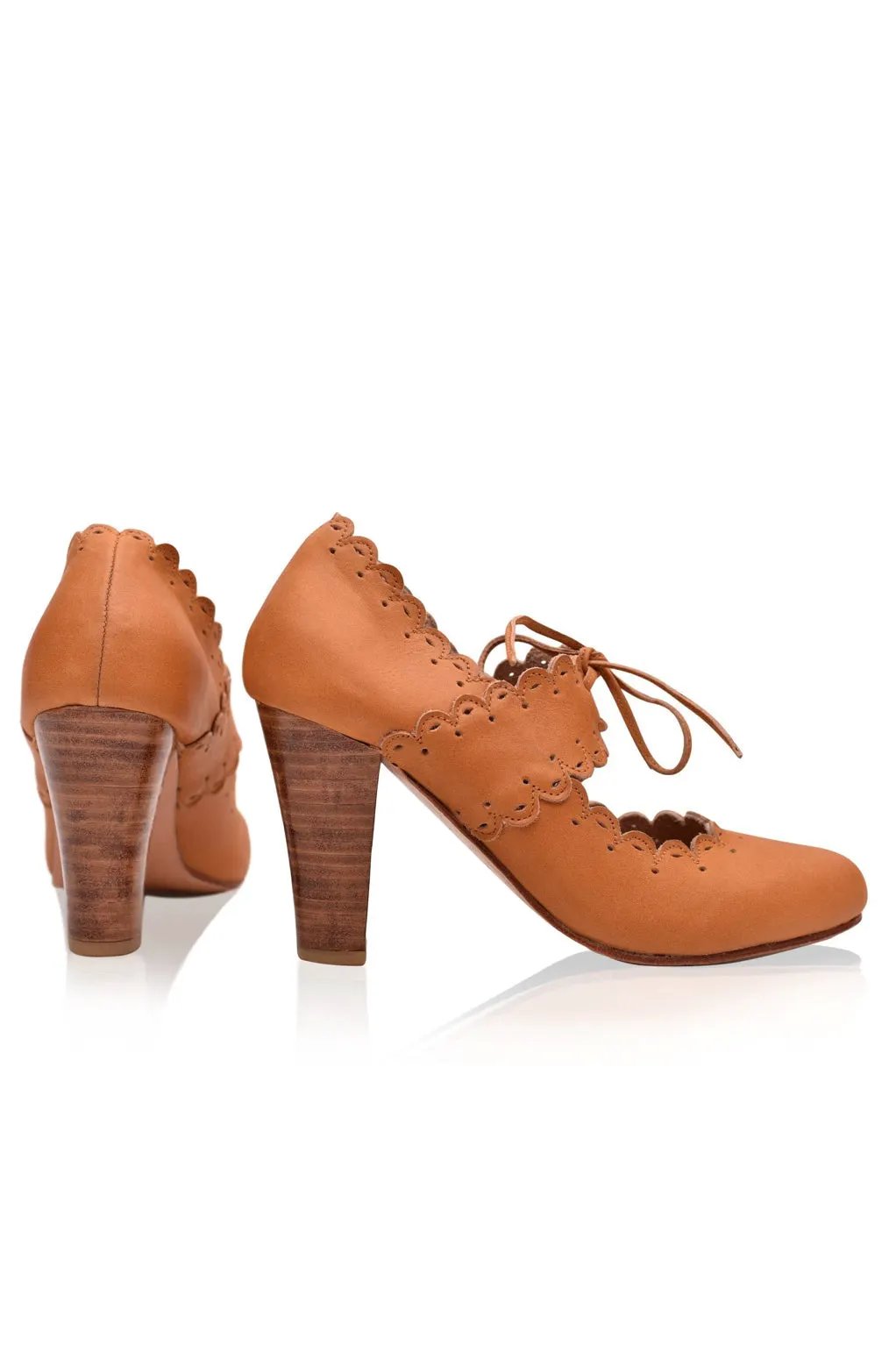 Paradise Bird Scalloped Leather Heels by ELF