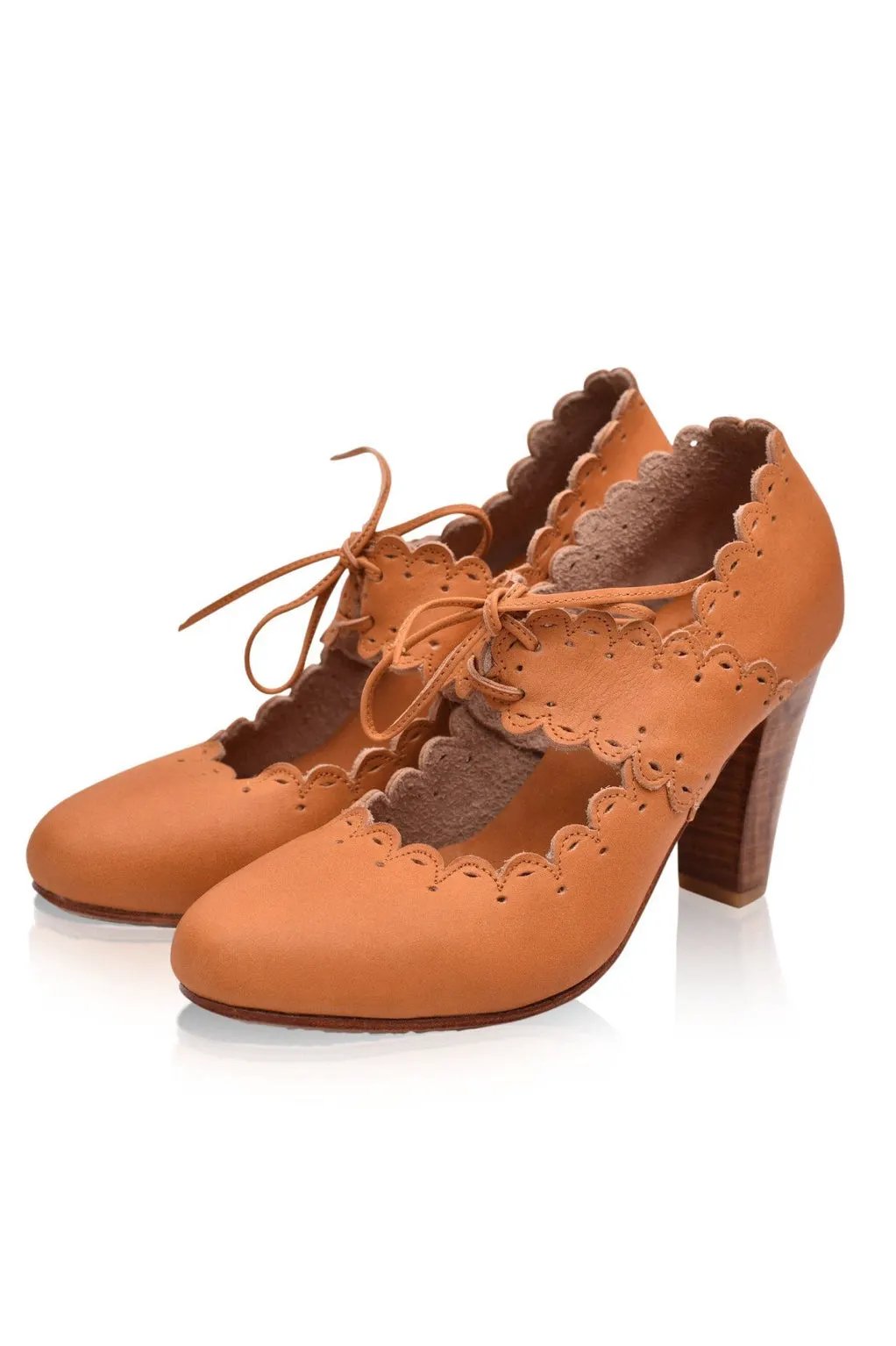 Paradise Bird Scalloped Leather Heels by ELF