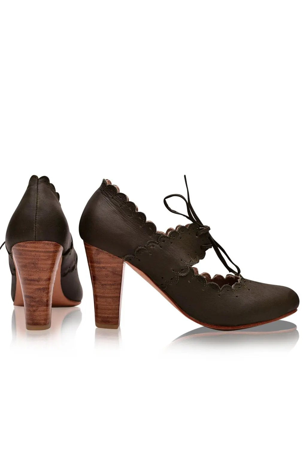 Paradise Bird Scalloped Leather Heels by ELF