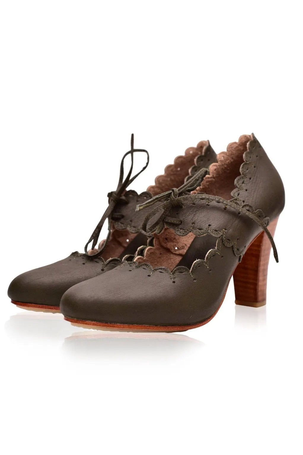 Paradise Bird Scalloped Leather Heels by ELF