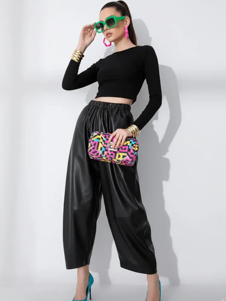 PU Wide-Leg Pants, Wall Street | Women - BYMANYC ® New York by BYMANYC ® New York