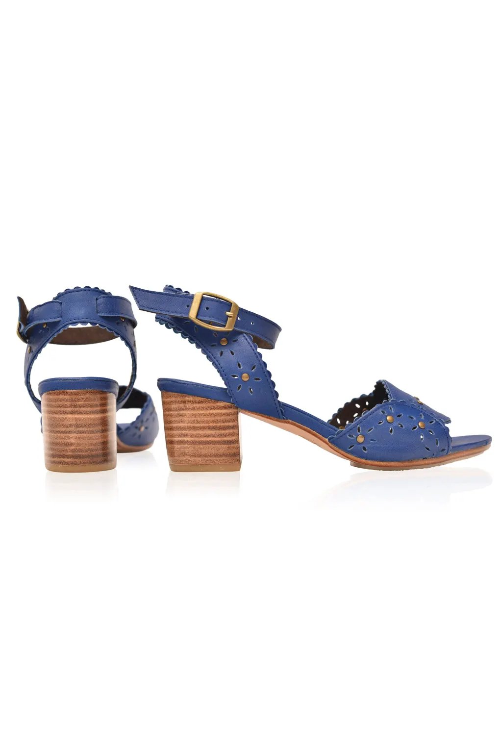 Paloma Scalloped Leather Heel Sandals by ELF