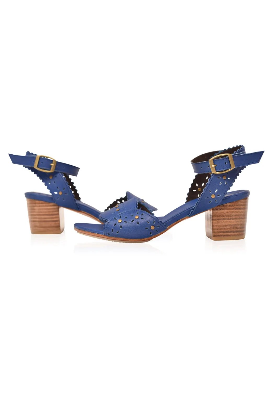 Paloma Scalloped Leather Heel Sandals by ELF