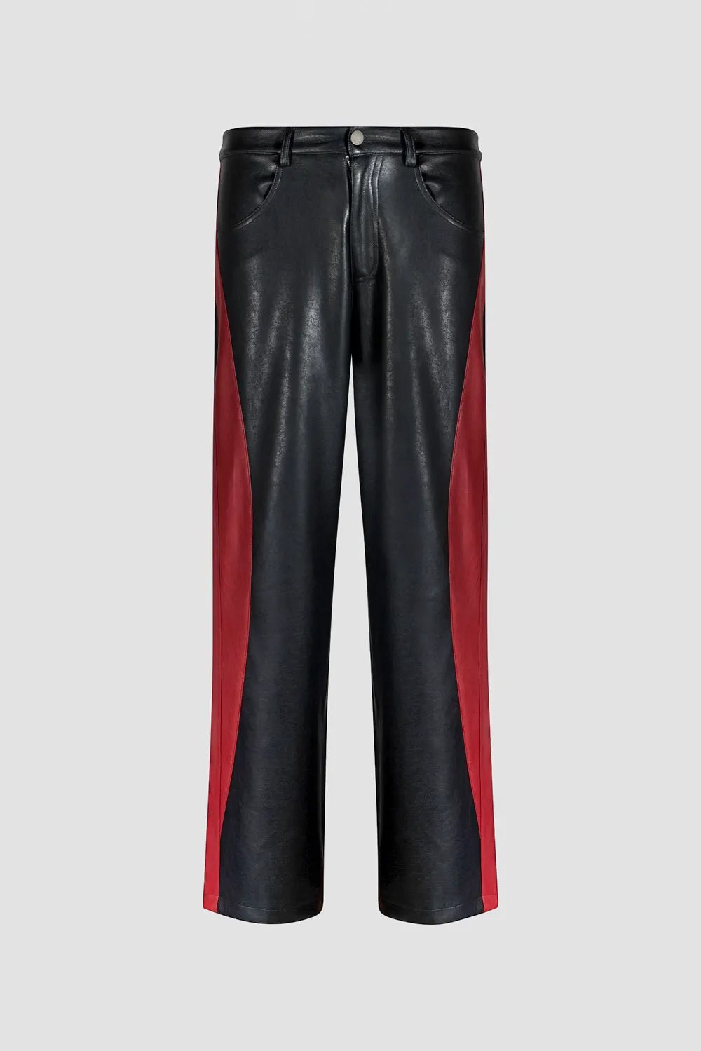 Panel Contrast Vegan Leather Pants by Hideout