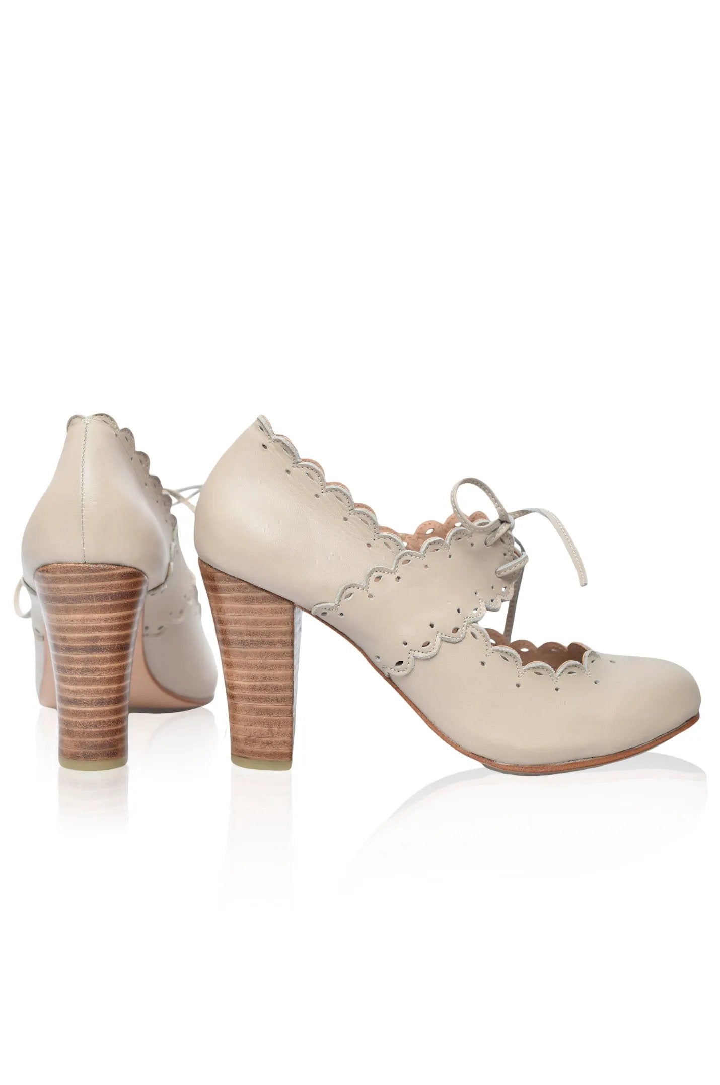 Paradise Bird Scalloped Leather Heels by ELF