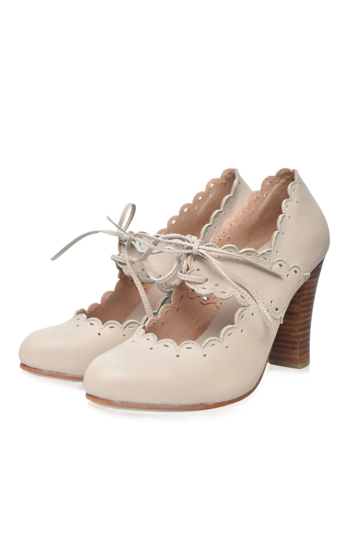 Paradise Bird Scalloped Leather Heels by ELF