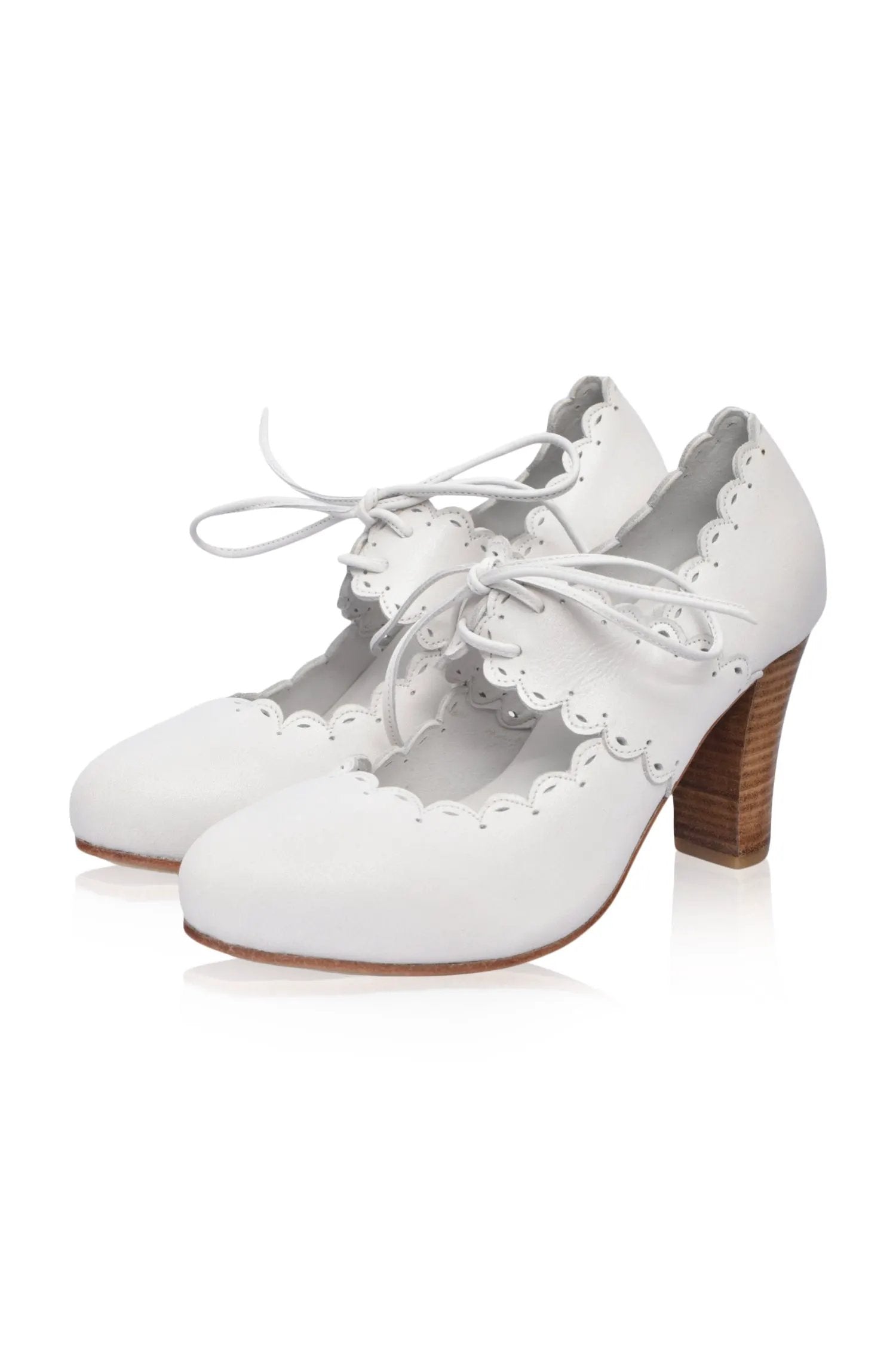 Paradise Bird Scalloped Leather Heels by ELF