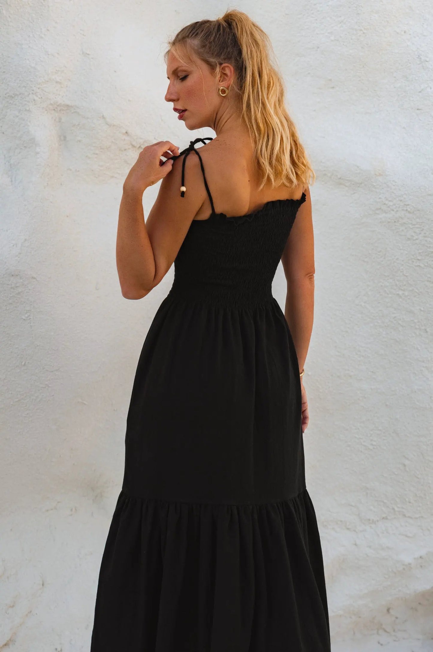 Paradiso Strappy Linen Midi Dress by ELF