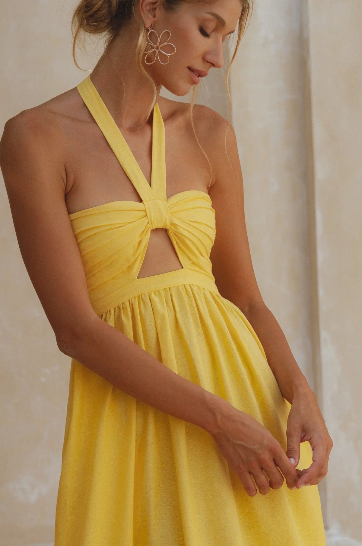 Penelope Halter Linen Maxi Dress by ELF