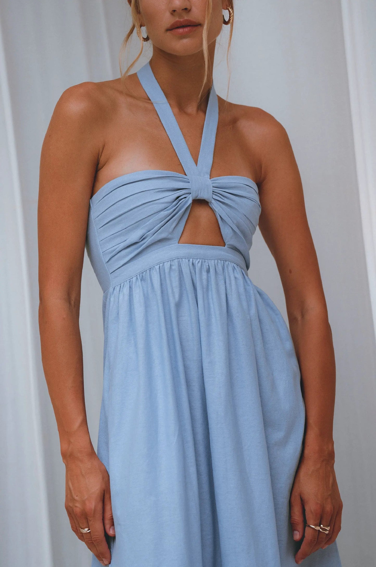 Penelope Halter Linen Maxi Dress by ELF