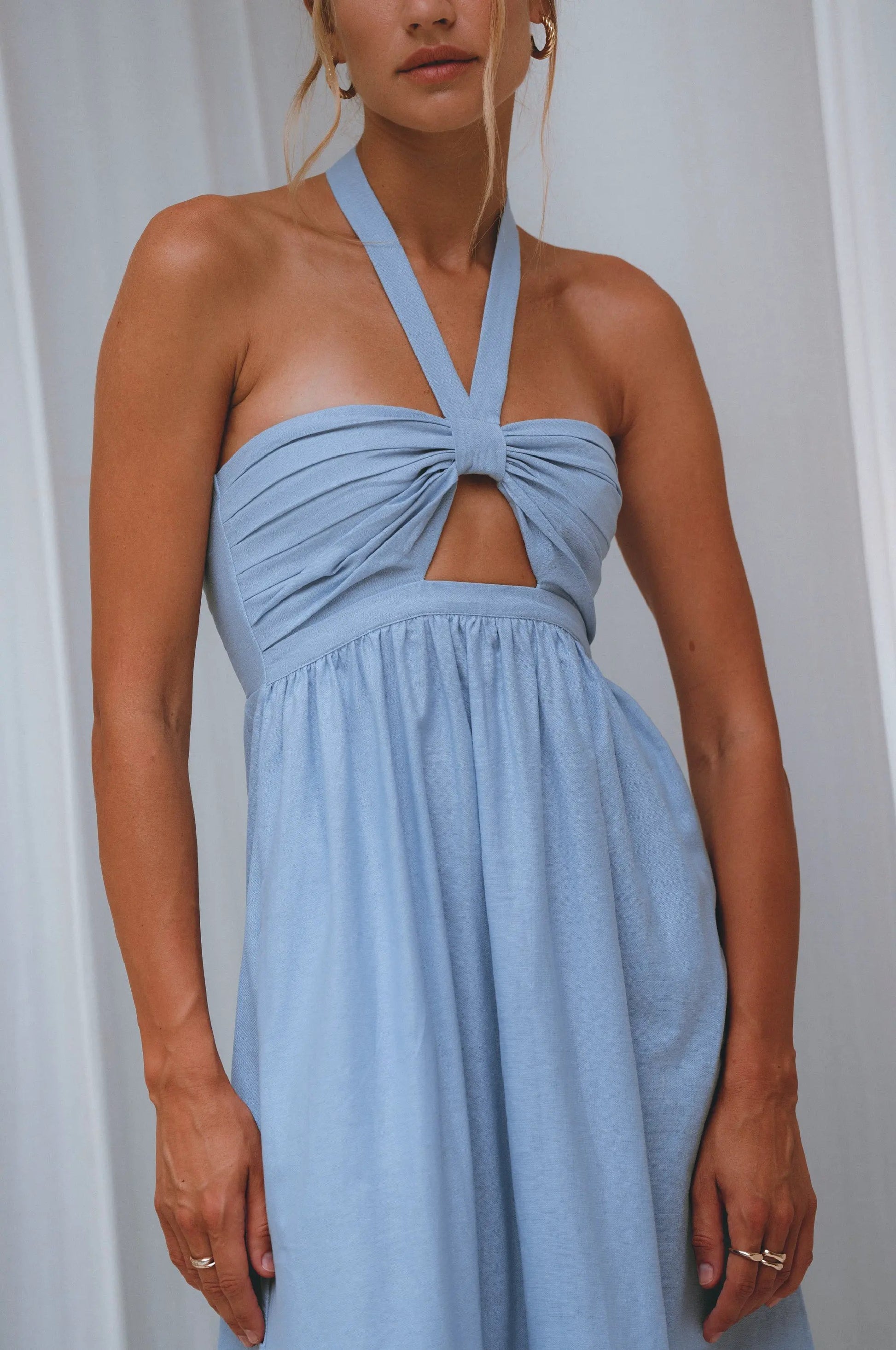 Penelope Halter Linen Maxi Dress by ELF