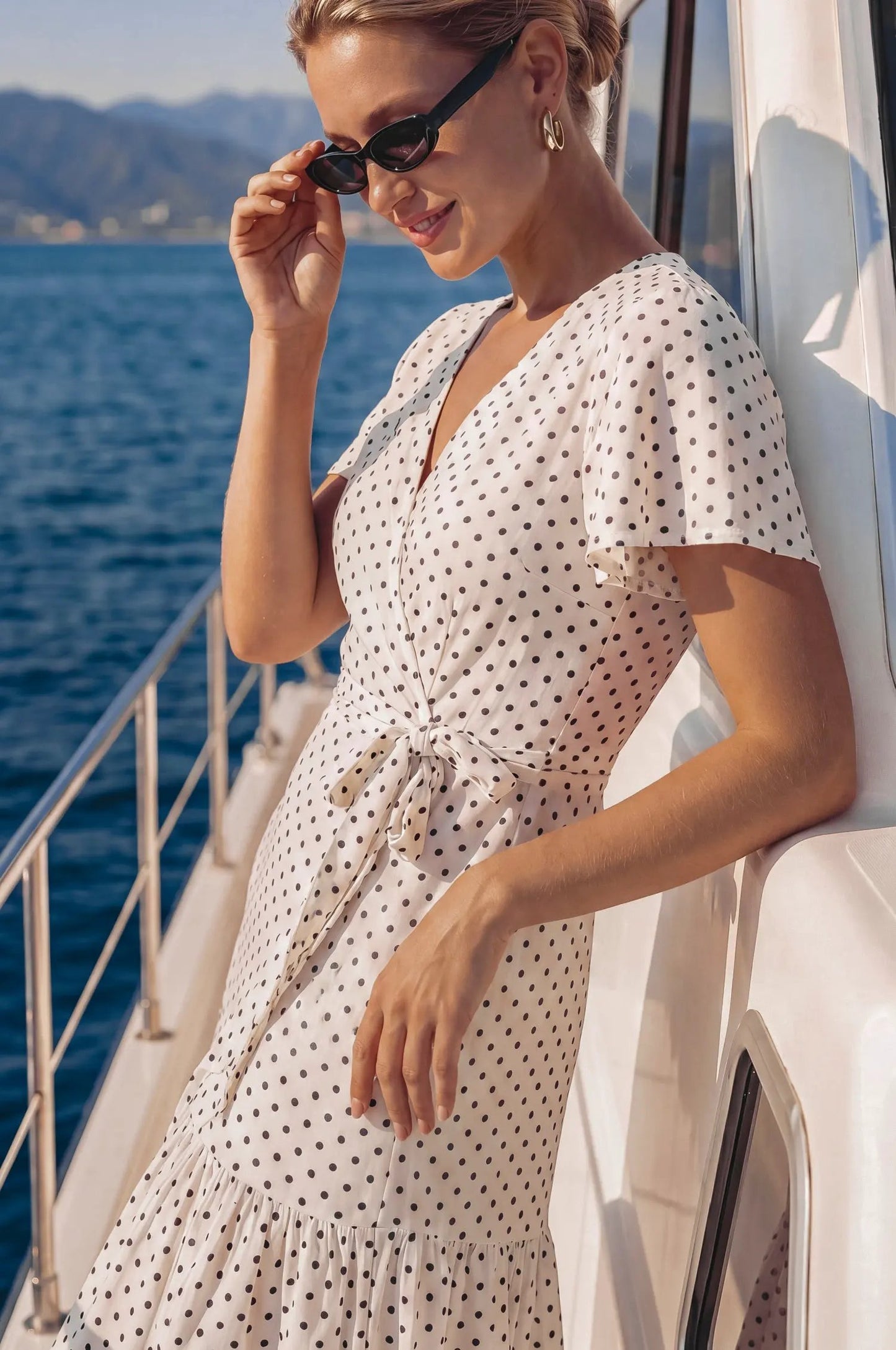 Persea Cotton Wrap Midi Dress by ELF