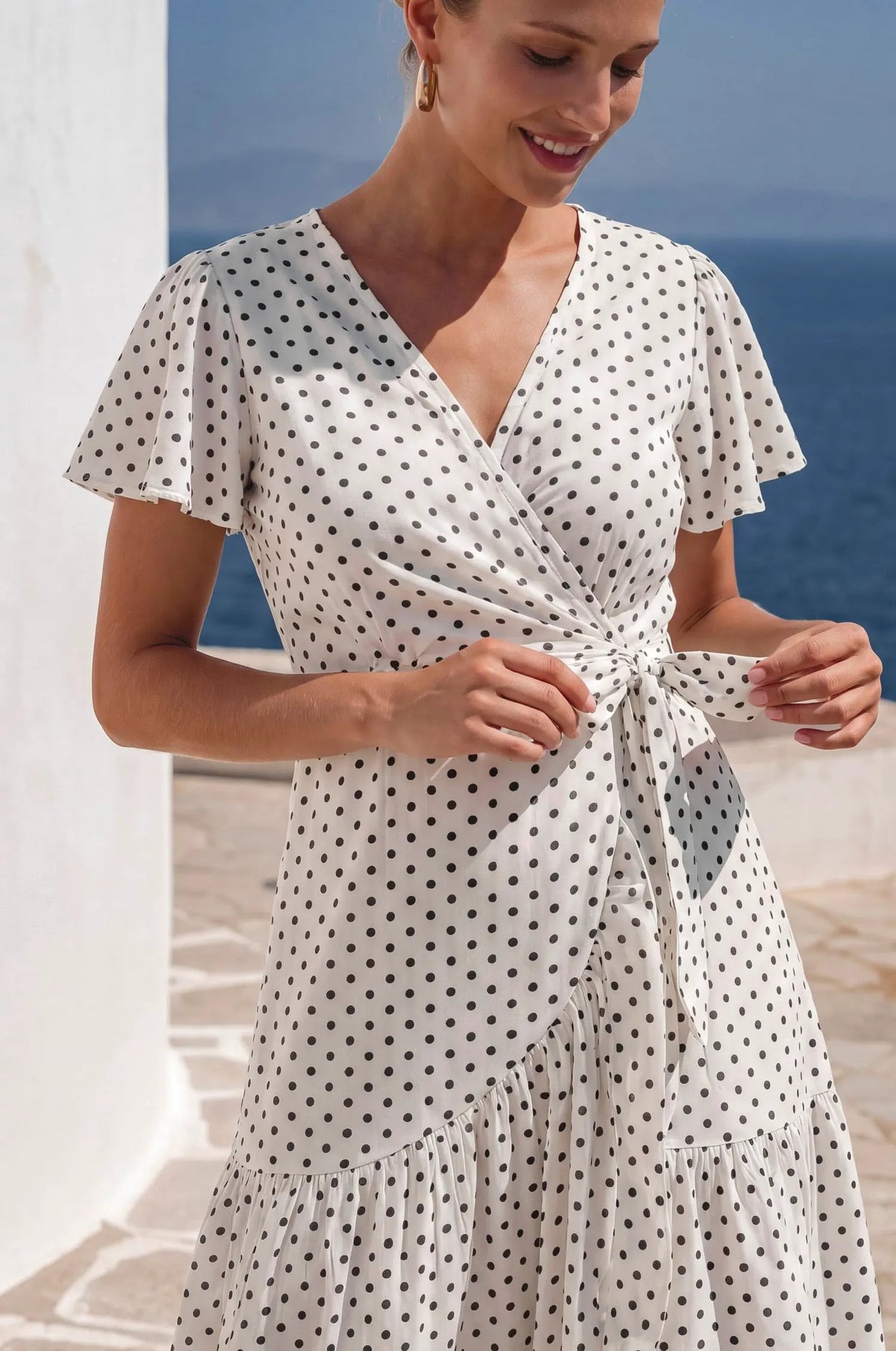Persea Cotton Wrap Midi Dress by ELF