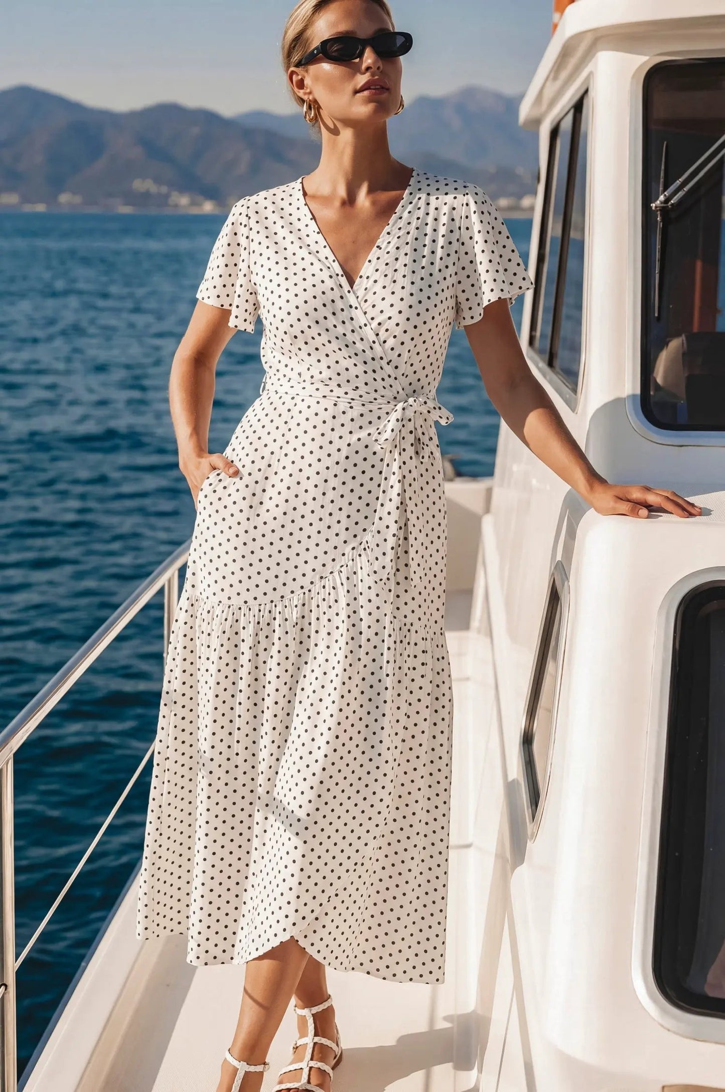 Persea Cotton Wrap Midi Dress by ELF