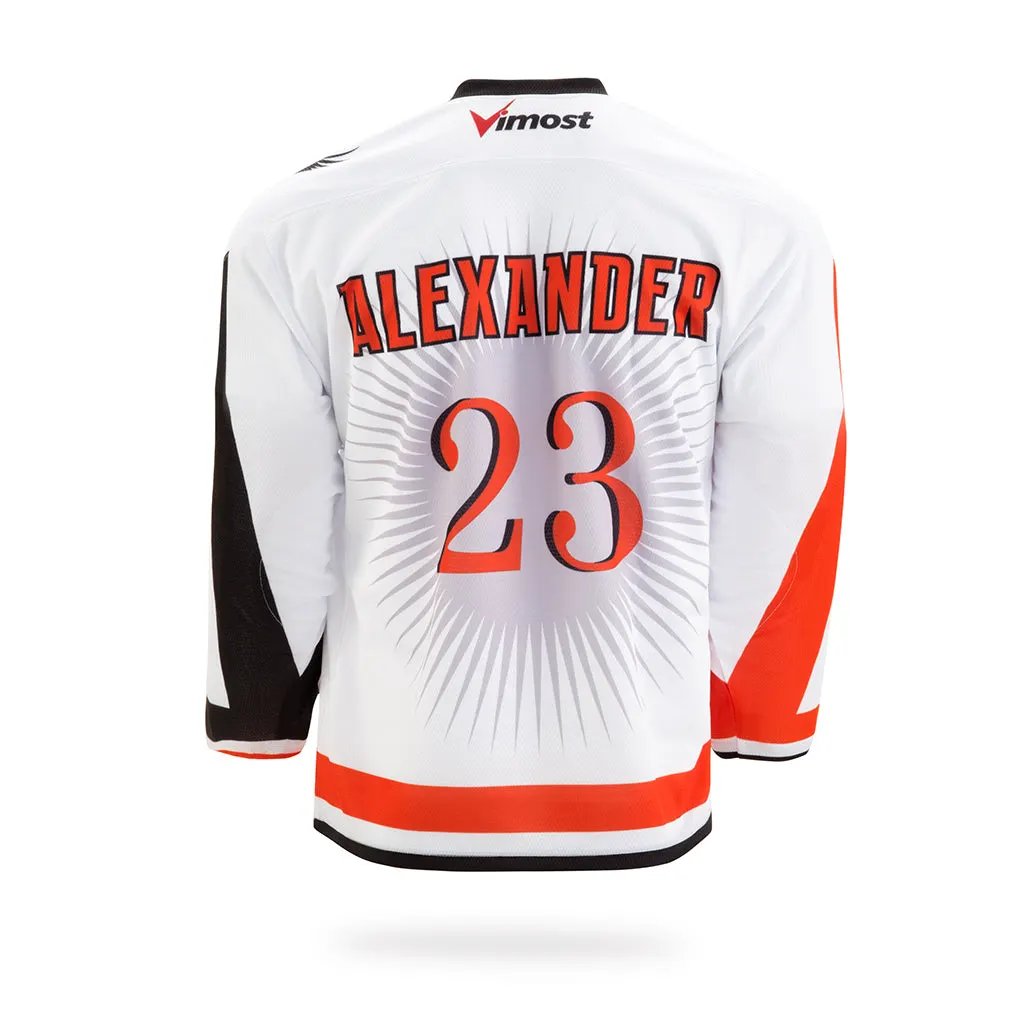 Custom White Phoenix Ice Hockey Jersey by Vimost Sportswear