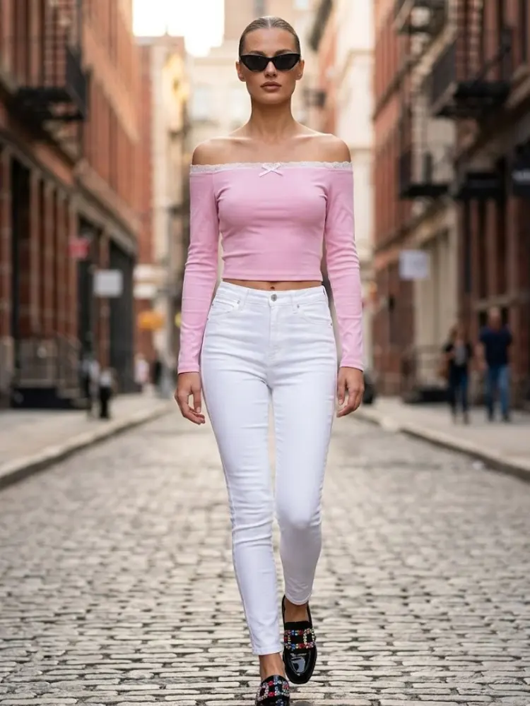 Pink GRAMERCY Off-the-Shoulder Top Prêt-à-Porter BYMANYC ® New York by BYMANYC ® New York