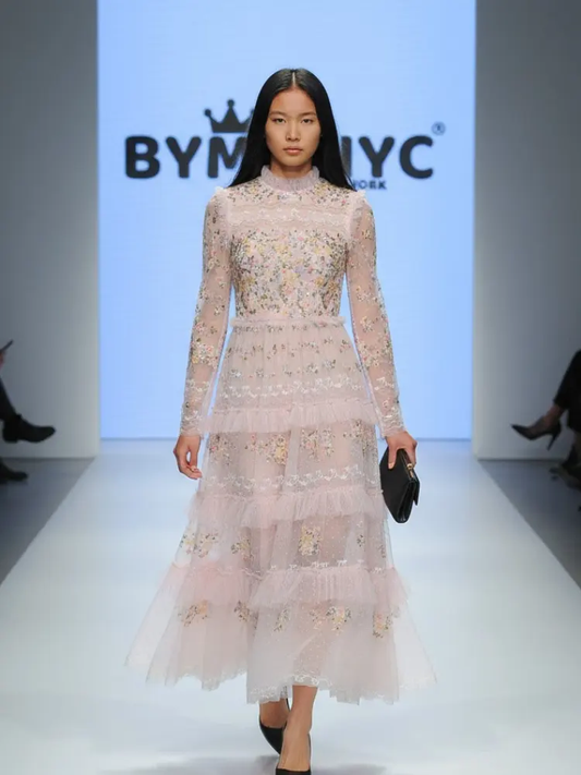 Pink Midi Party Dress BLOSSOM: Prêt-à-Porter Line BYMANYC ® New York by BYMANYC ® New York