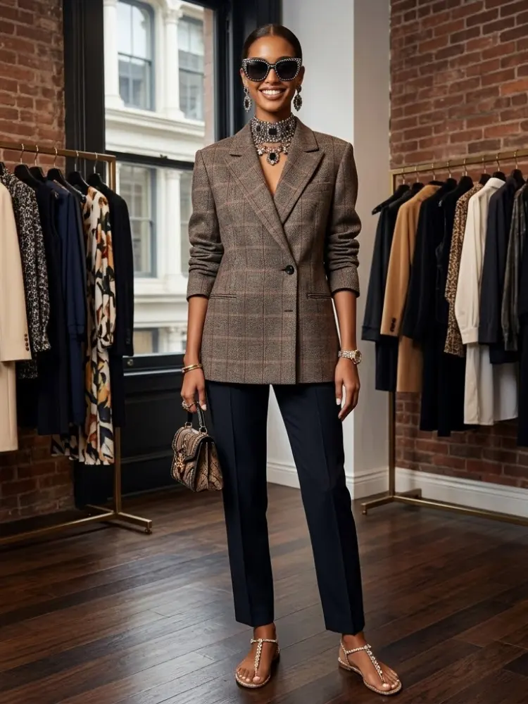Plaid Wool-Blend Blazer SOHO New Collection FASHION BYMANYC ® New York by BYMANYC ® New York
