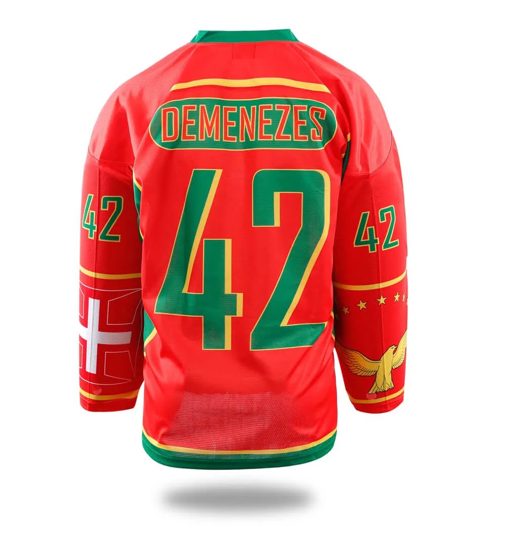 Custom Red Portugal Team Ice Hockey Jersey by Vimost Sportswear
