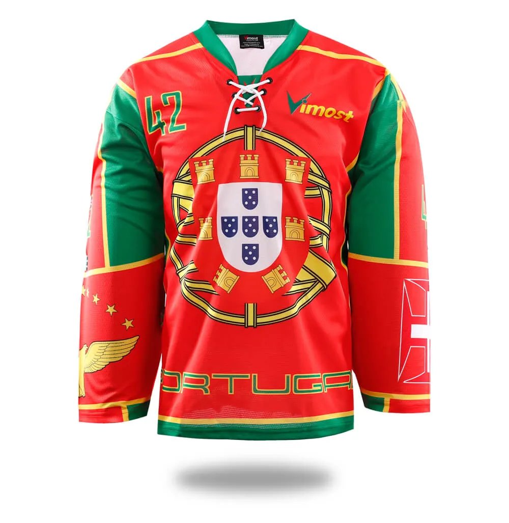 Sublimated Red Portugal Design Ice Hockey Jersey by Vimost Shop