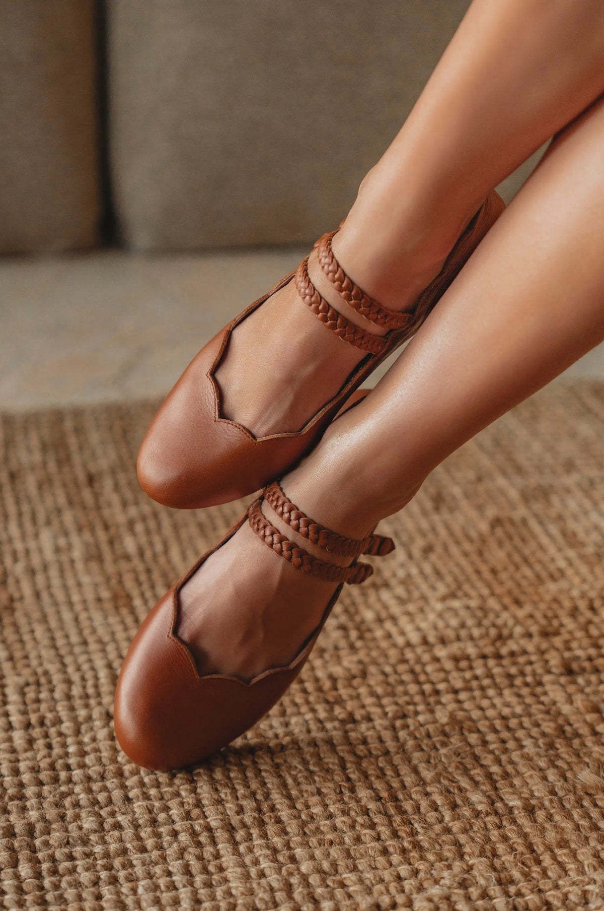 Prima Scalloped Leather Ballet Flats by ELF