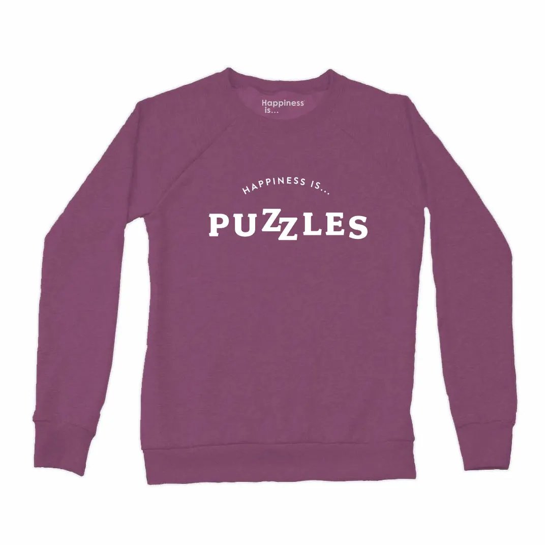 Women's Puzzles Crew Sweatshirt, Plum by Games Night