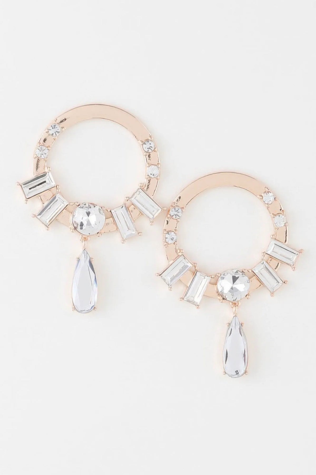 ROCKEFELLER Crystal Jewel Rim Drop Earrings: NYFW BYMANYC ® New York by BYMANYC ® New York