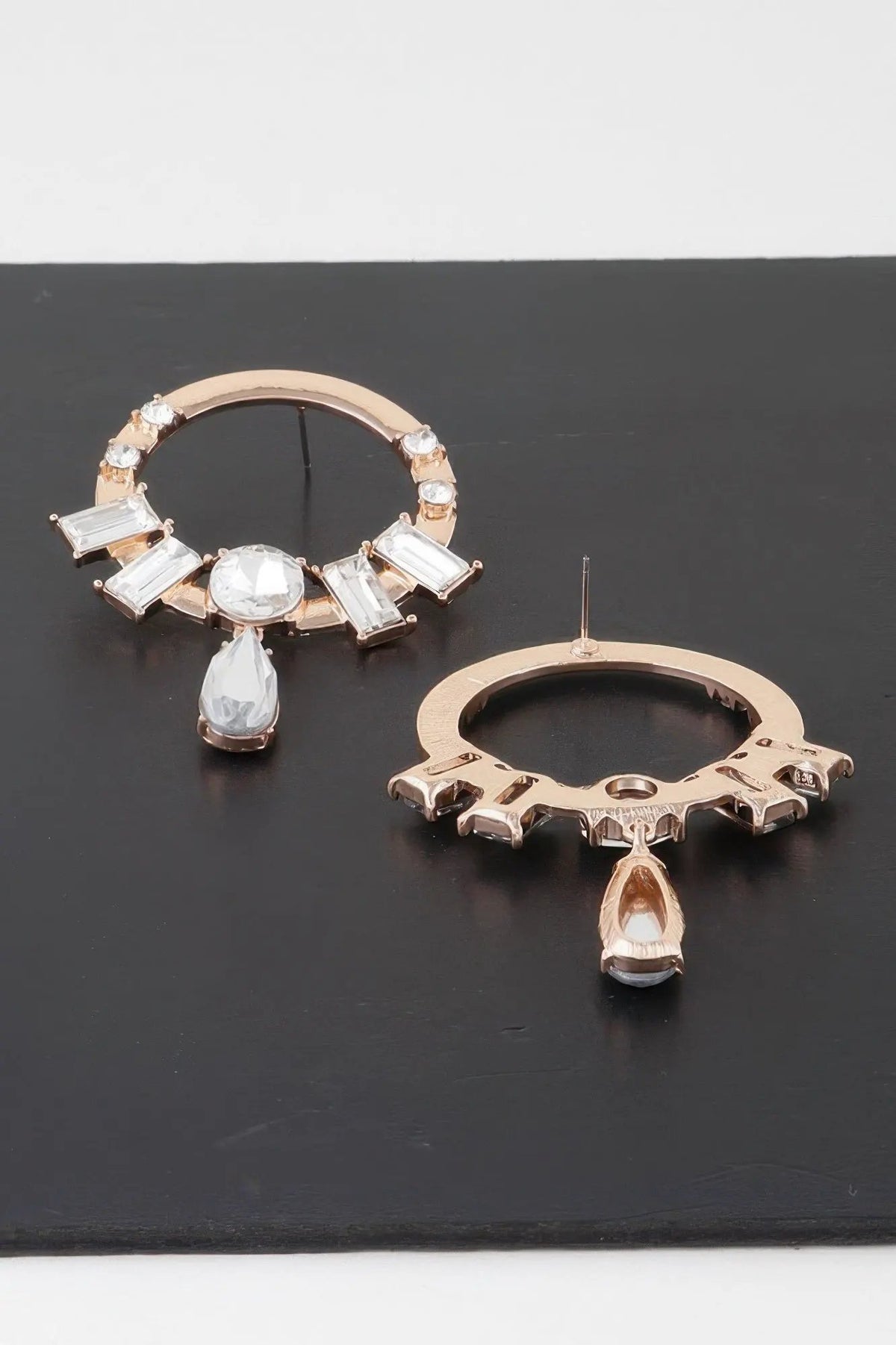 ROCKEFELLER Crystal Jewel Rim Drop Earrings: NYFW BYMANYC ® New York by BYMANYC ® New York