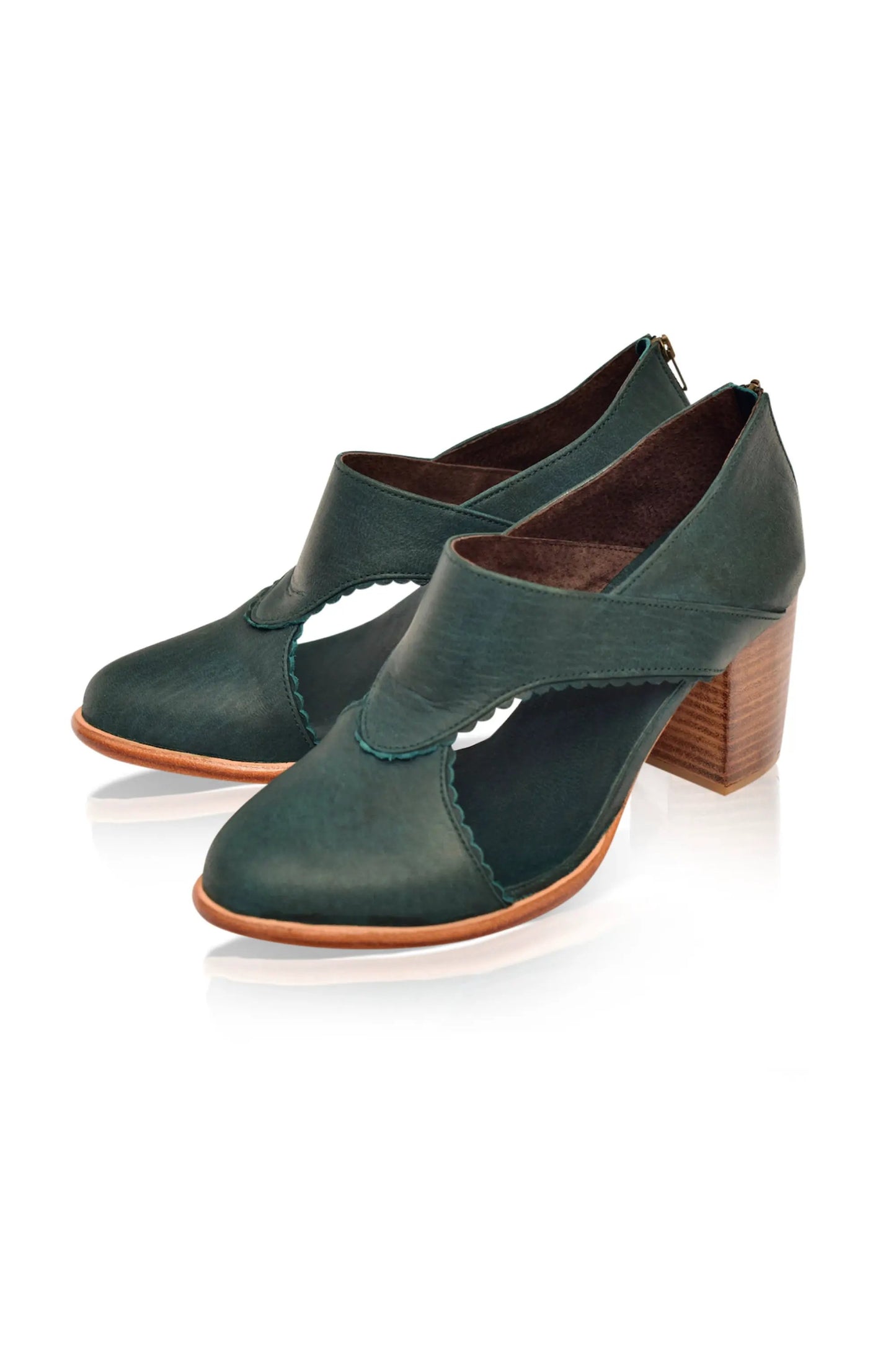 Rain Kiss Leather Heel Booties (Sz. 6 & 11) by ELF