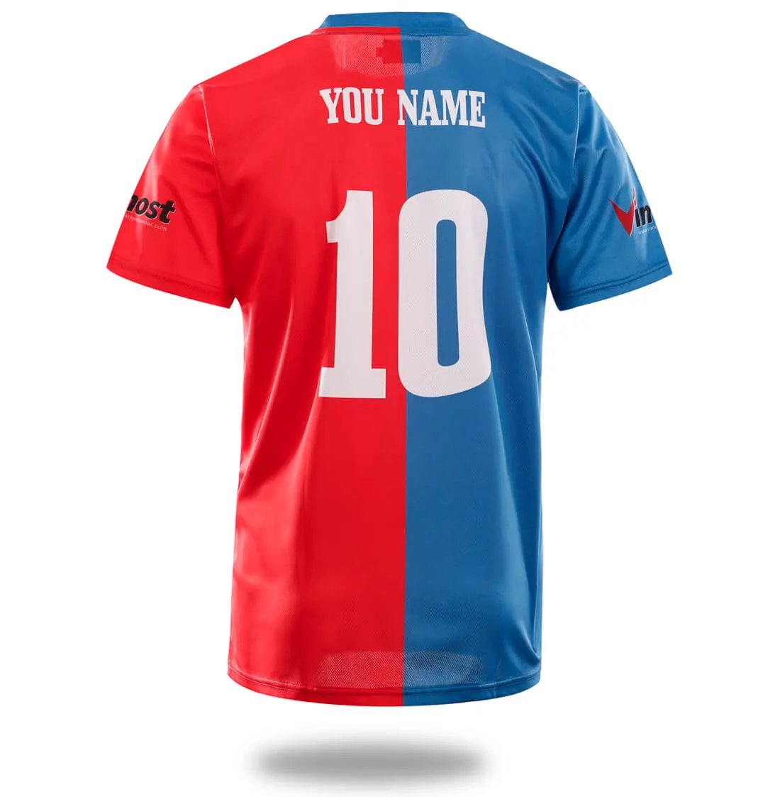 Custom Red Blue Soccer Shirt by Vimost Sportswear