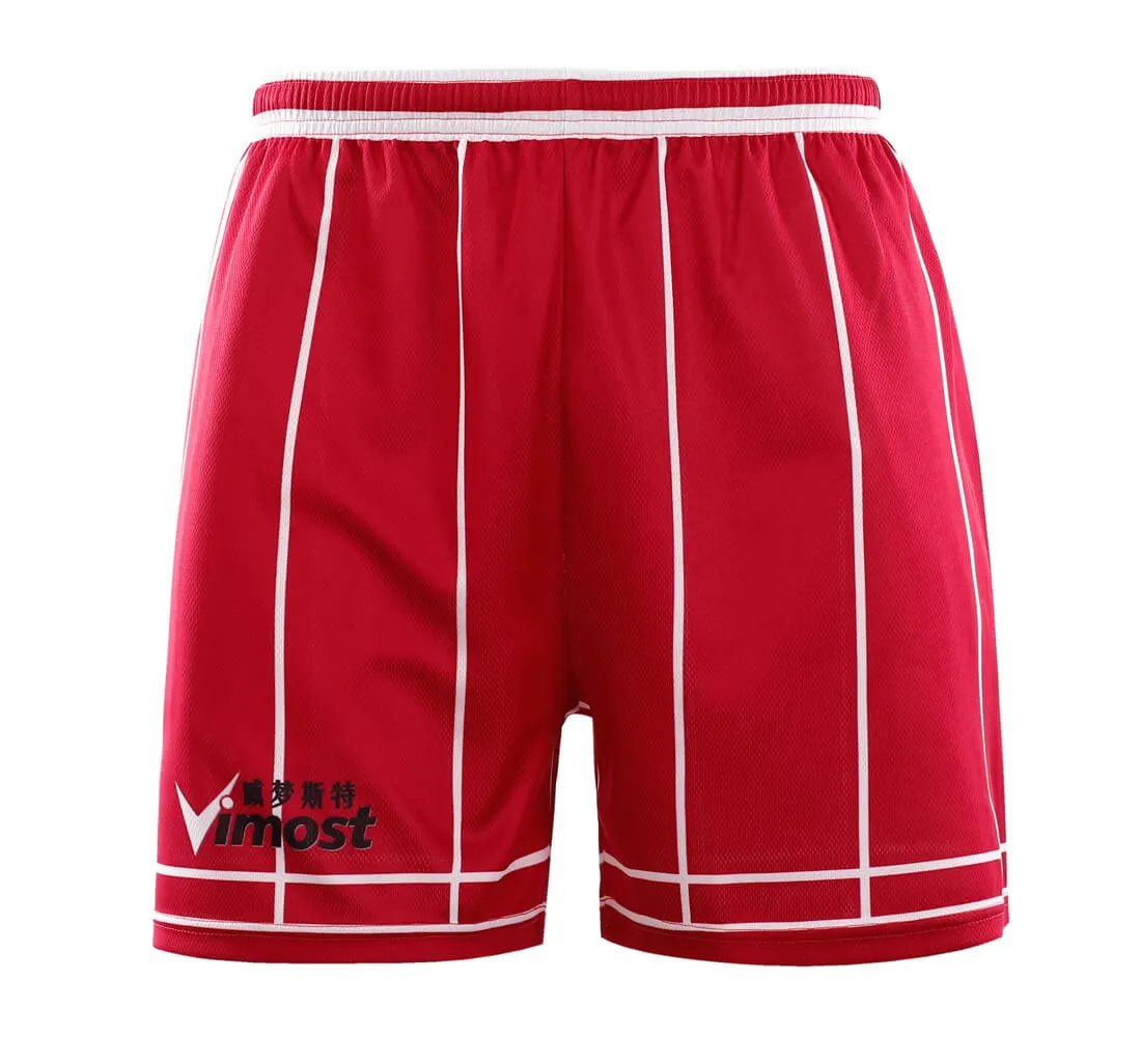 Custom Red Stripe Basketball Jersey and Shorts by Vimost Sportswear