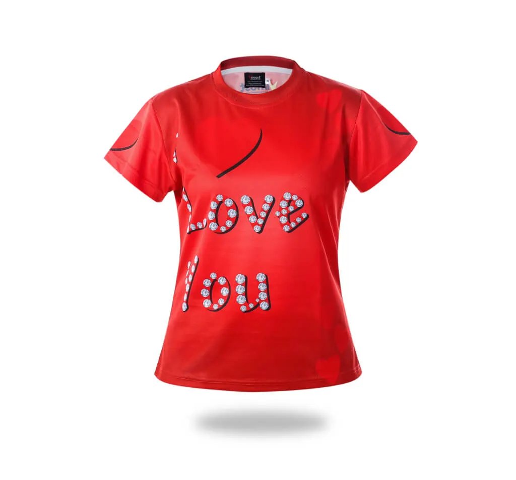Red I Love You Sublimation T-Shirt by Vimost Sportswear