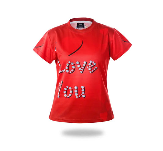 Red I Love You Sublimation T-Shirt by Vimost Sportswear