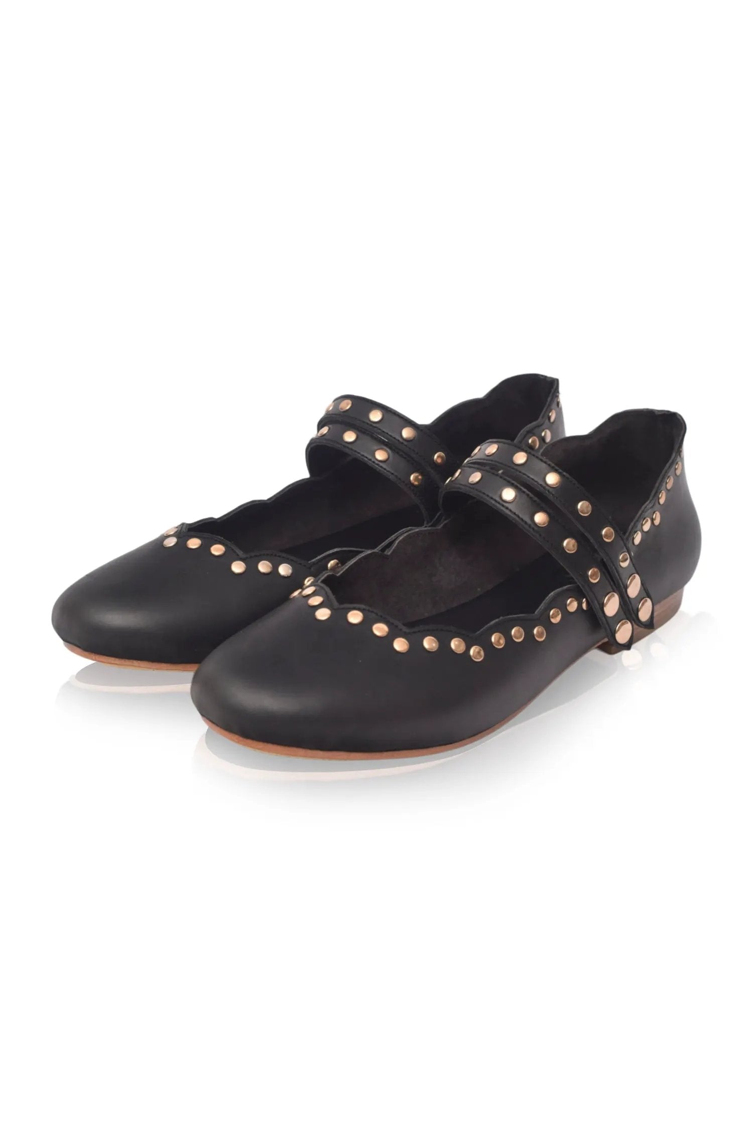 Remy Dual Strap Leather Ballet Flats by ELF