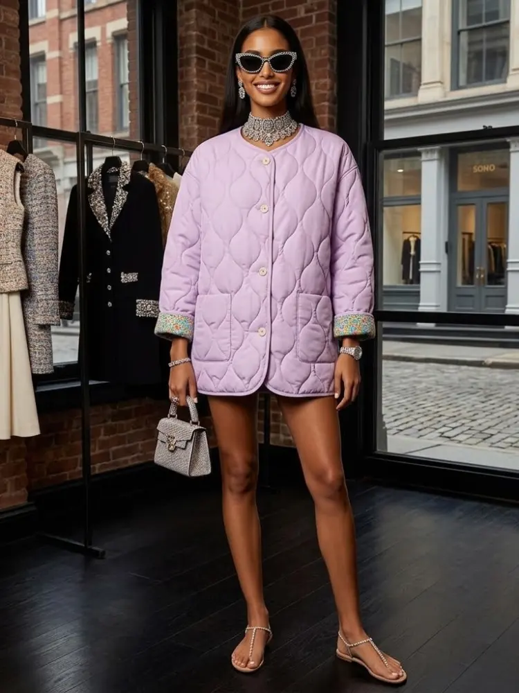 Reversible Quilted Lavender Floral Jacket HUDSON New Collection FASHION BYMANYC ® New York by BYMANYC ® New York