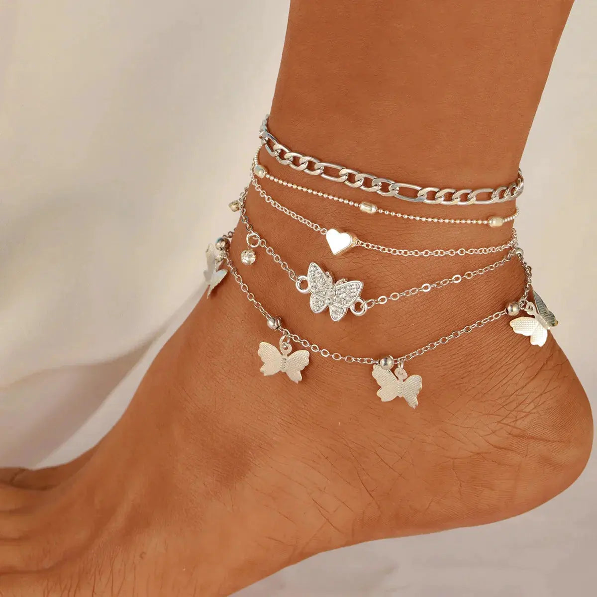 3pcs Retro Pearl Beads Anklet for Women Fashion Handmade Shell Butterfly On Foot Bracelet Bohemian Summer Beach Jewelry Gifts by Maiden-Art