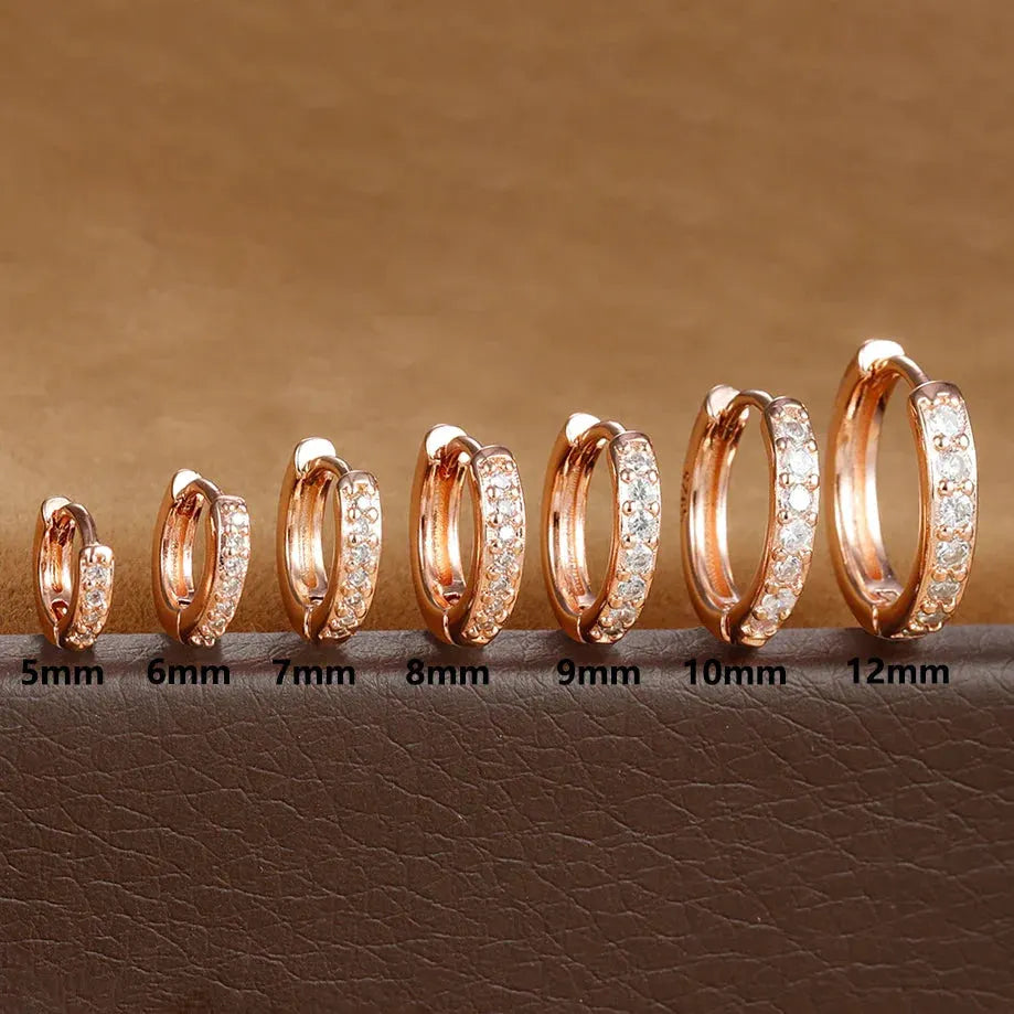 1Pair Stainless Steel Huggie Minimal Hoop Earrings Little Crystal Zirconia Thin Helix Tragus Cartilage Earrings Piercing Jewelry by MAIDEN-ART